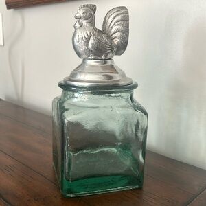 Green Jar with Chicken Lid